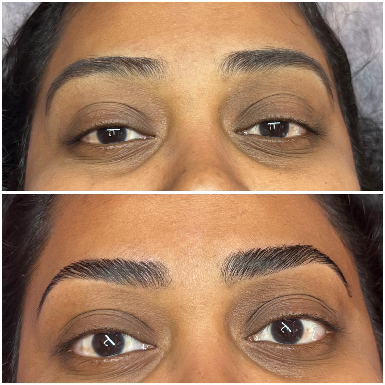 Eyebrow lamination before and after result at M-Plified Beauty in Singapore
